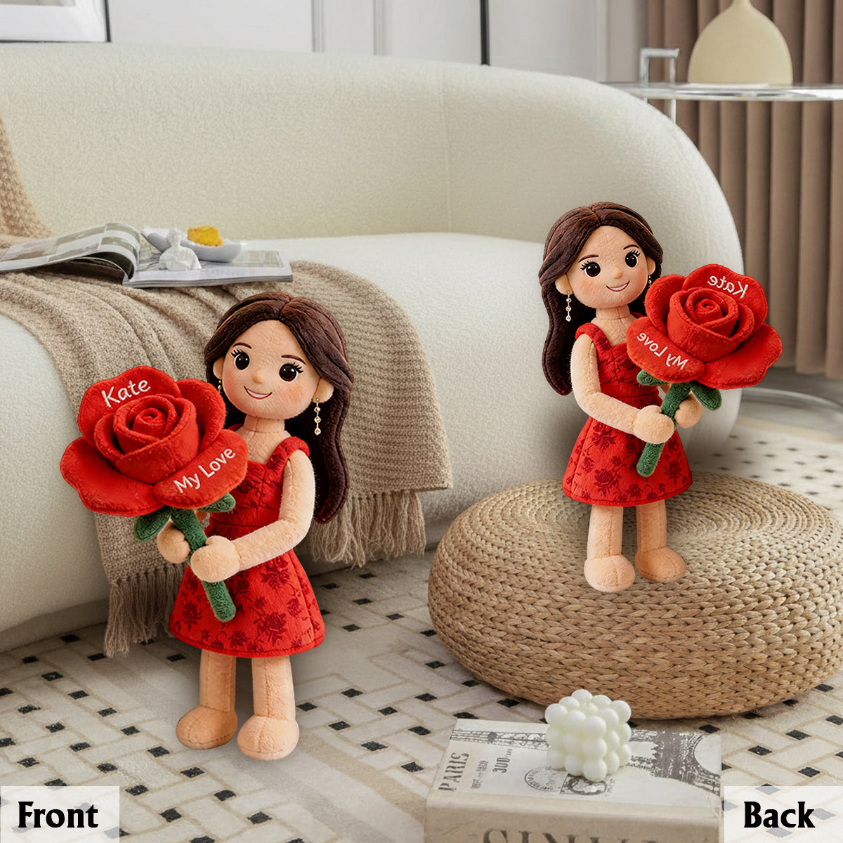 Geburtsblume mit Foto personalisieren – Premium-Kunstfellkissen zur Selbstliebe