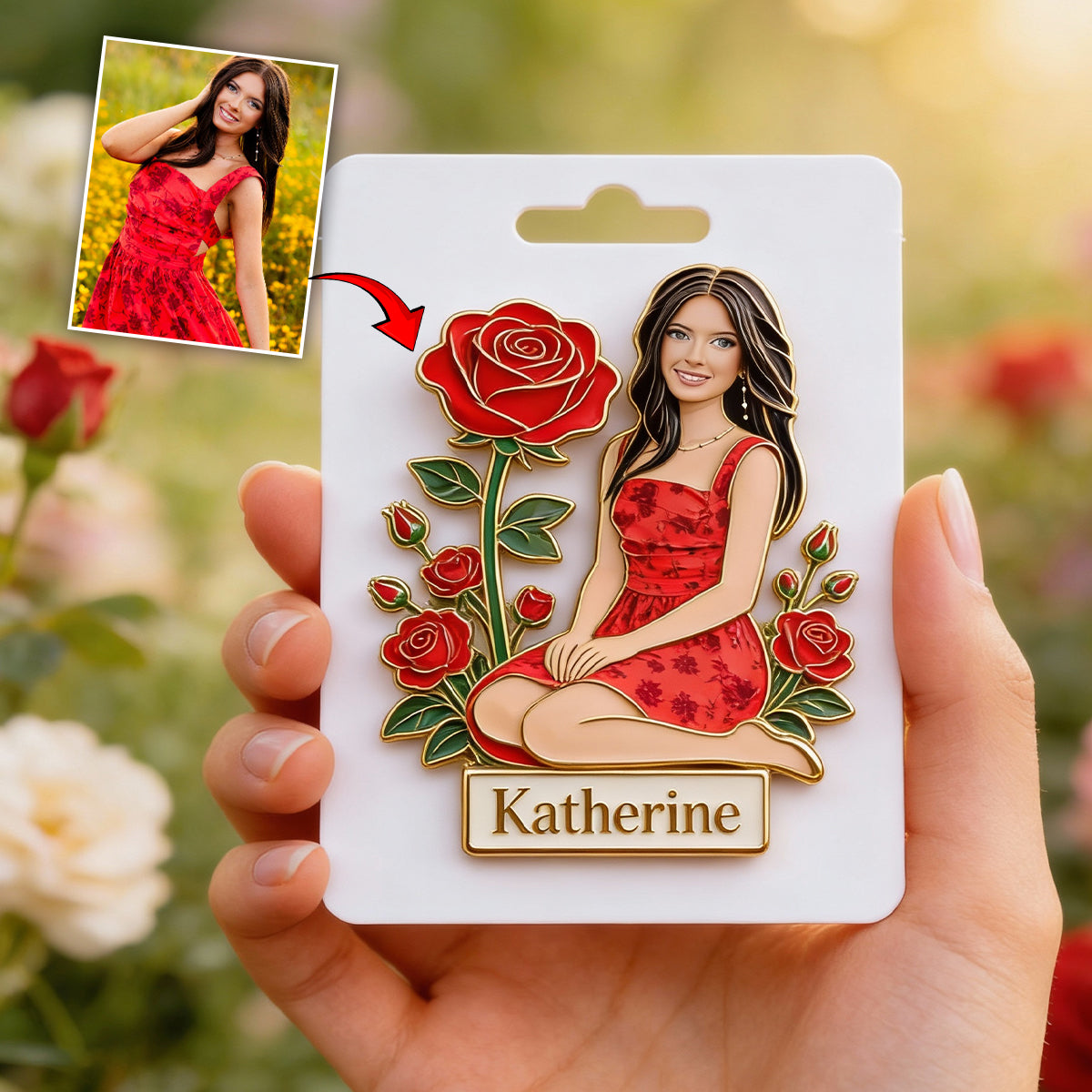 Geburtsblume mit Foto – Personalisierter Anstecker zur Selbstliebe