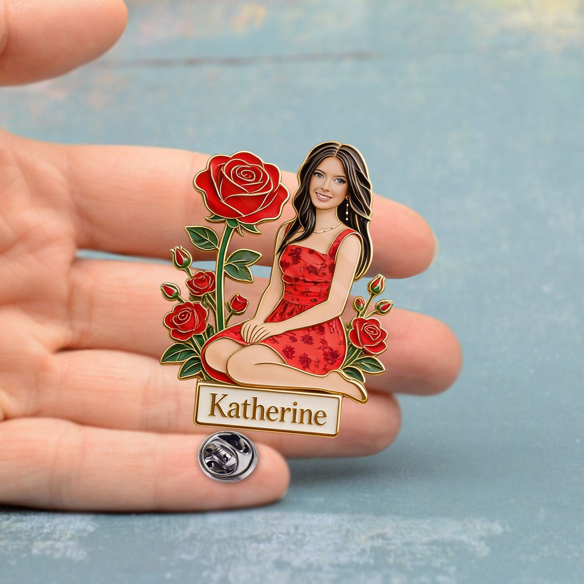 Geburtsblume mit Foto – Personalisierter Anstecker zur Selbstliebe