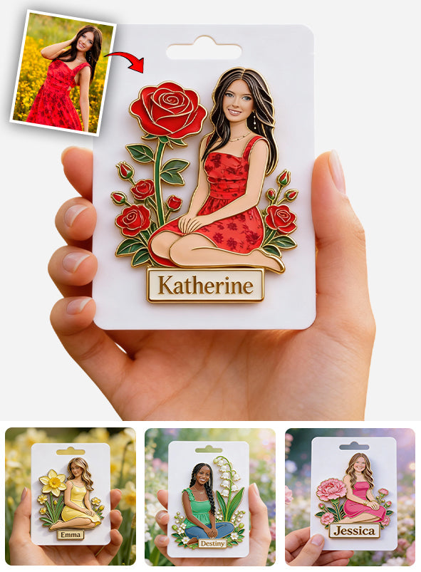 Geburtsblume mit Foto – Personalisierter Anstecker zur Selbstliebe
