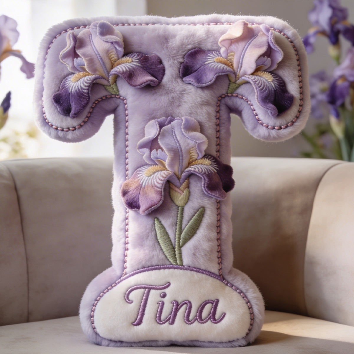 Beliebiges Foto, Geburtsblume, Anfangsbuchstabe des Namens - Personalisiertes Premium-Kunstfellkissen zur Selbstliebe