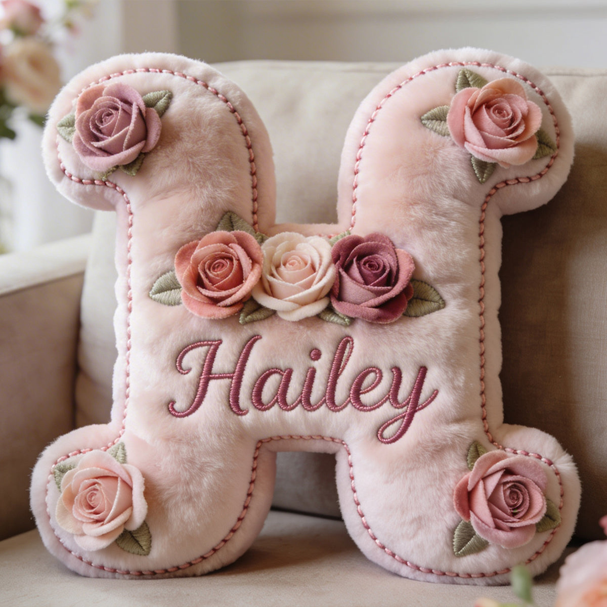 Beliebiges Foto, Geburtsblume, Anfangsbuchstabe des Namens - Personalisiertes Premium-Kunstfellkissen zur Selbstliebe