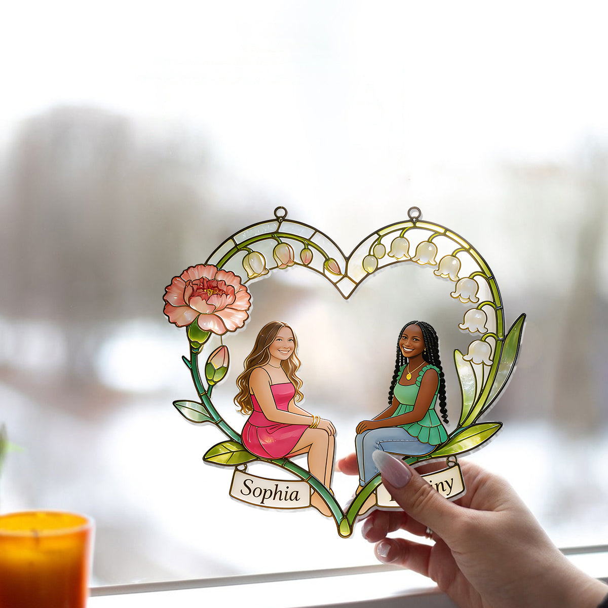 Jedes Foto – Wenn Freunde Blumen wären, würde ich dich pflücken – Personalisierter Fensterhänger „Beste Freundin“ 