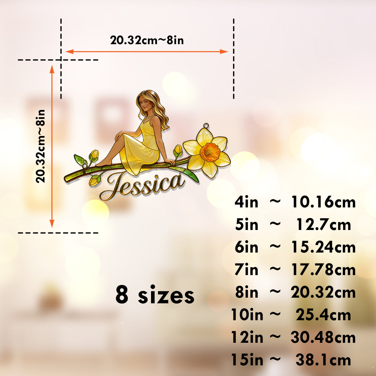 Geburtsblume mit Foto nach Wunsch – Personalisierter Sonnenfänger zur Selbstliebe fürs Fenster 