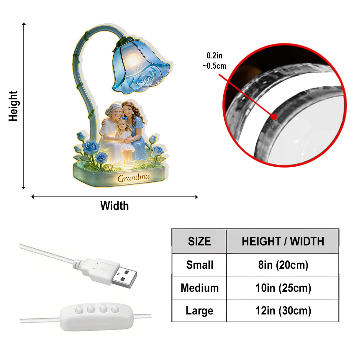 Personalisierbares Foto – das perfekte Geschenk für Mama und Oma – Personalisierte LED-Nachtleuchte aus Acryl für Mütter