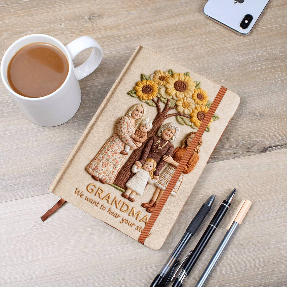 Jedes Foto – ich möchte deine Geschichte hören – das perfekte Geschenk für Mama und Oma – personalisiertes Mutter-Lederjournal