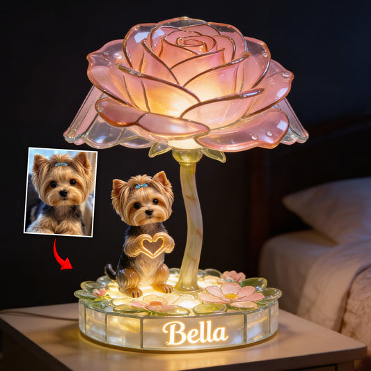 Any Photo Pet Flower Lamp - Personalized Dog Acrylic LED Night Light