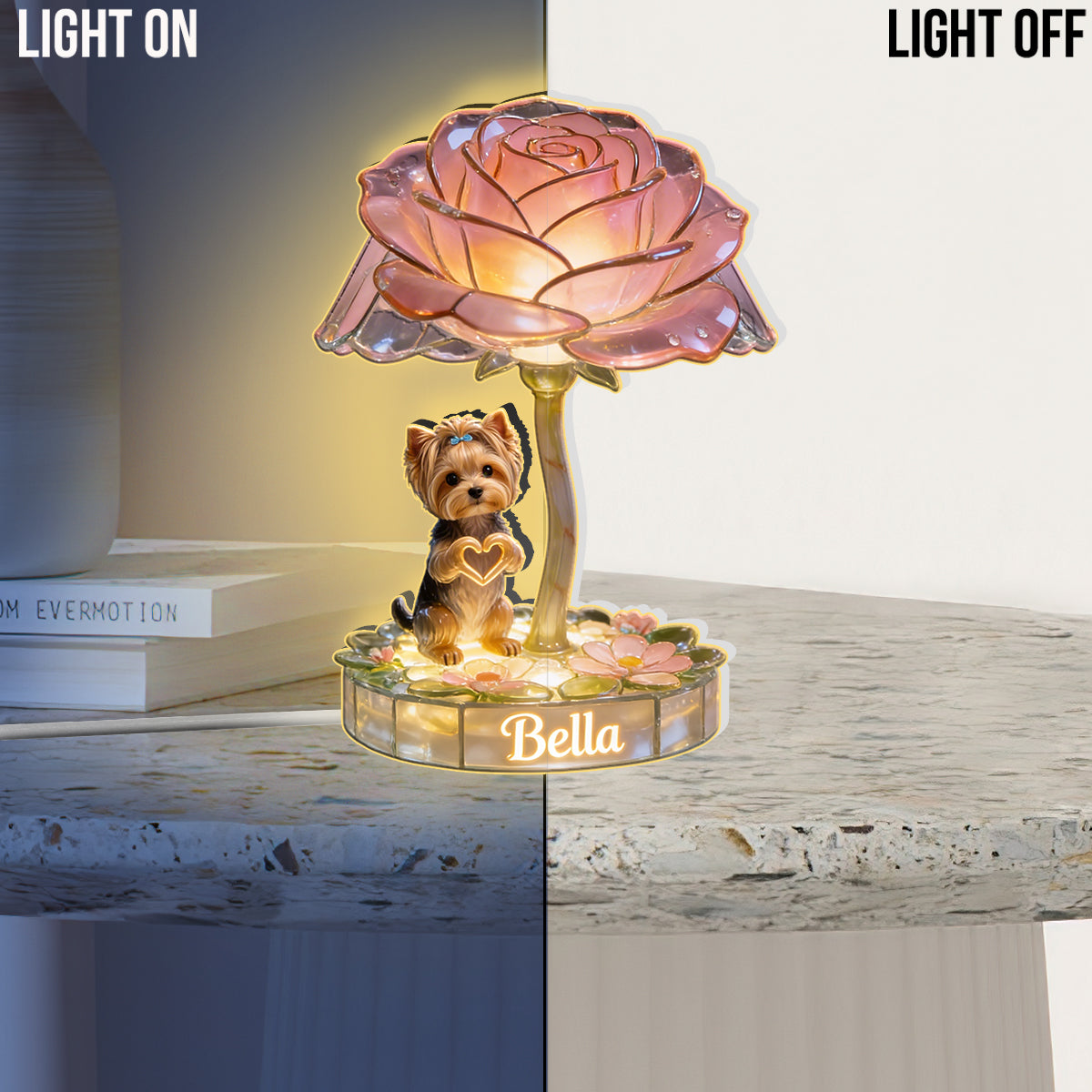 Any Photo Pet Flower Lamp - Personalized Dog Acrylic LED Night Light