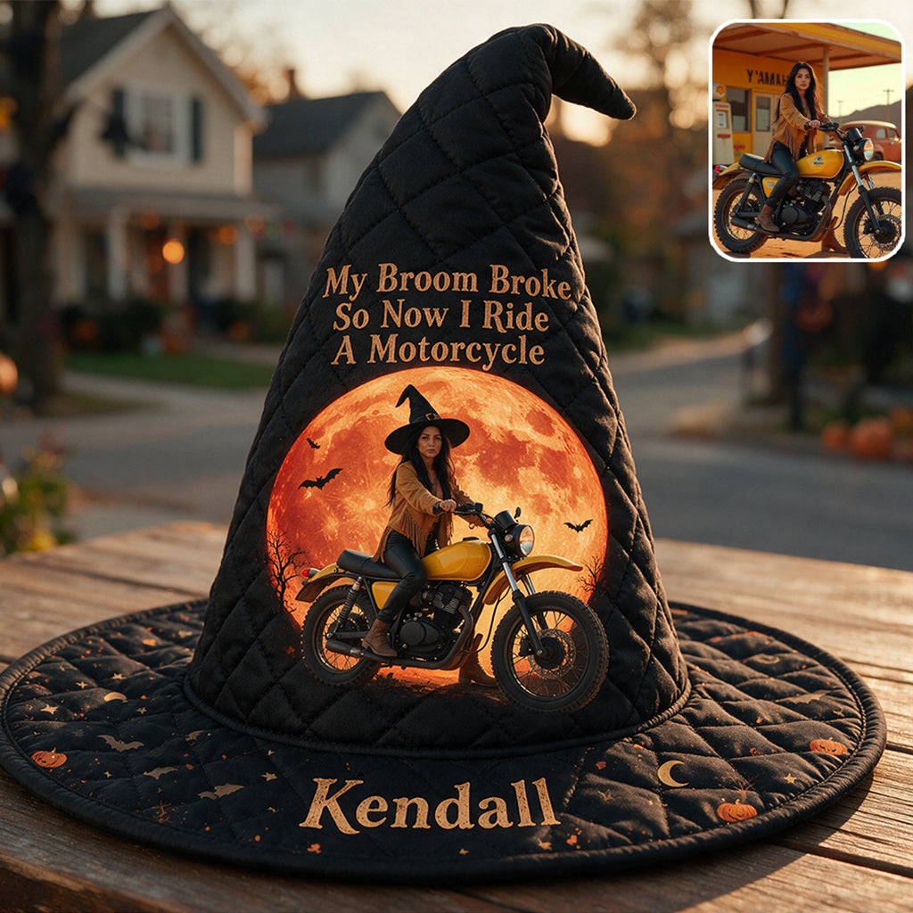 My Broom Broke - Personalized Biker Quilt Witch Hat