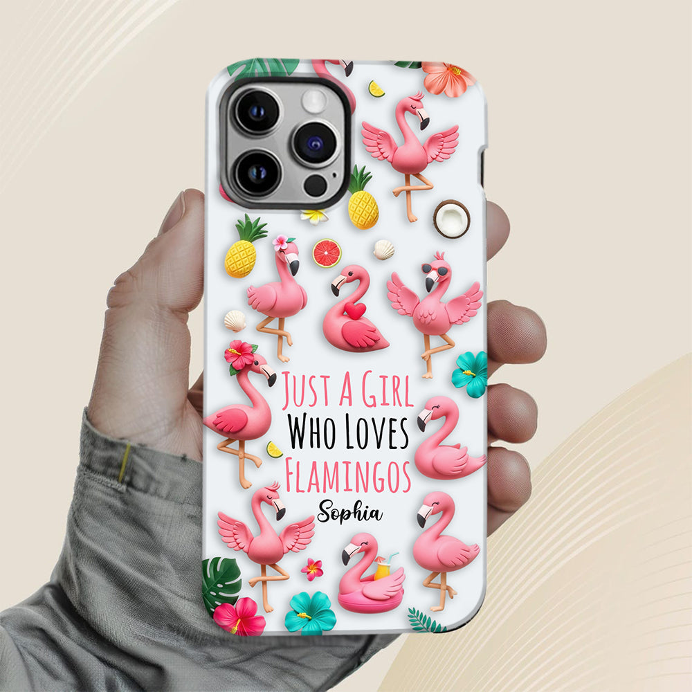 Ich liebe Flamingos – Personalisierte Handyhülle mit Flamingo-Vollbild