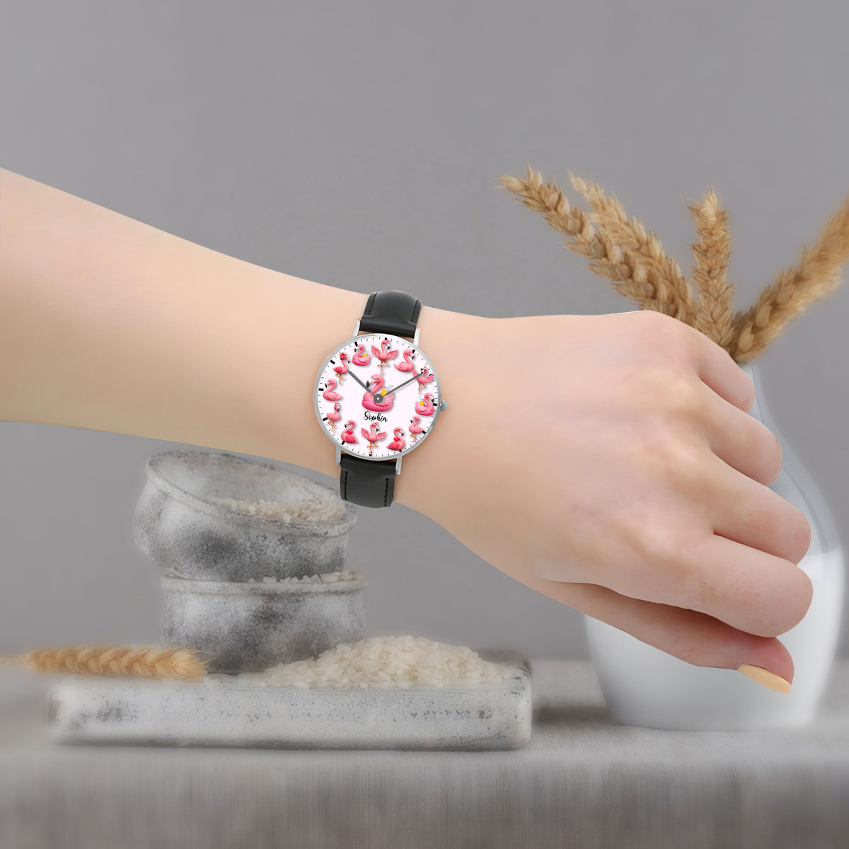 Love Flamingos - Personalized Flamingo Hand Watch