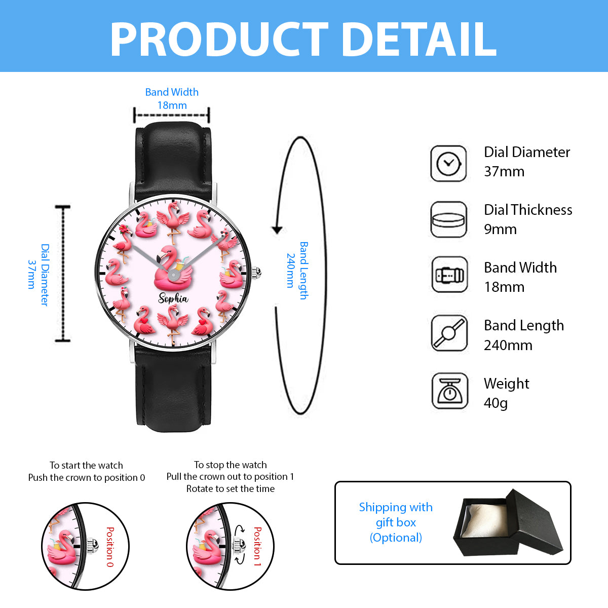 Love Flamingos - Personalized Flamingo Hand Watch