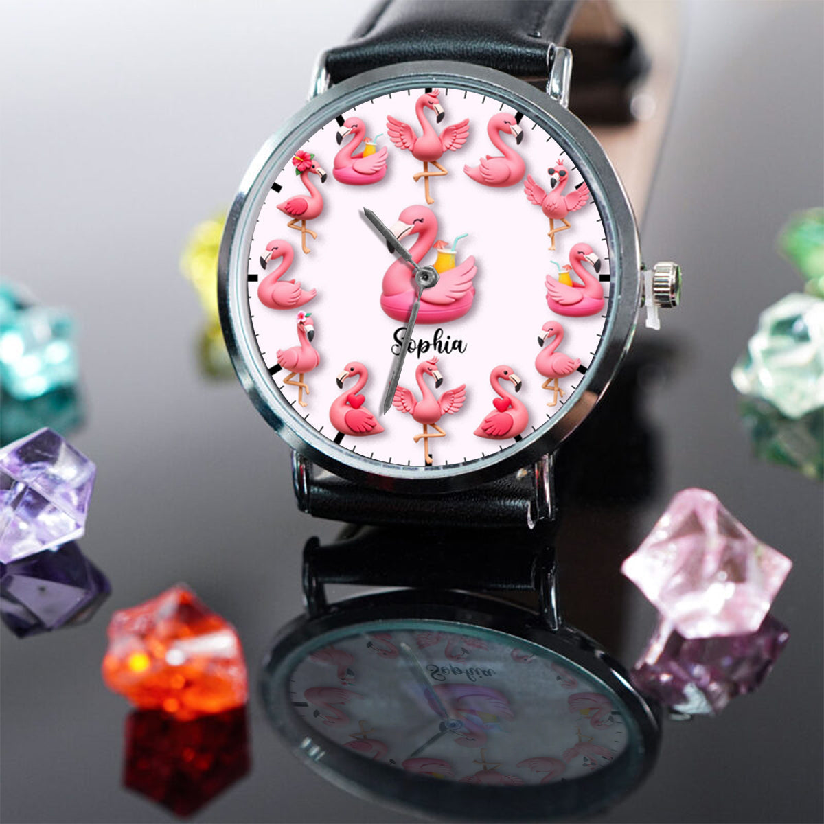 Love Flamingos - Personalized Flamingo Hand Watch