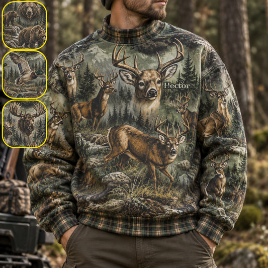 90er Retro Jagdgeschenk - Personalisierter Jagd-Mockneck-Sweatshirt