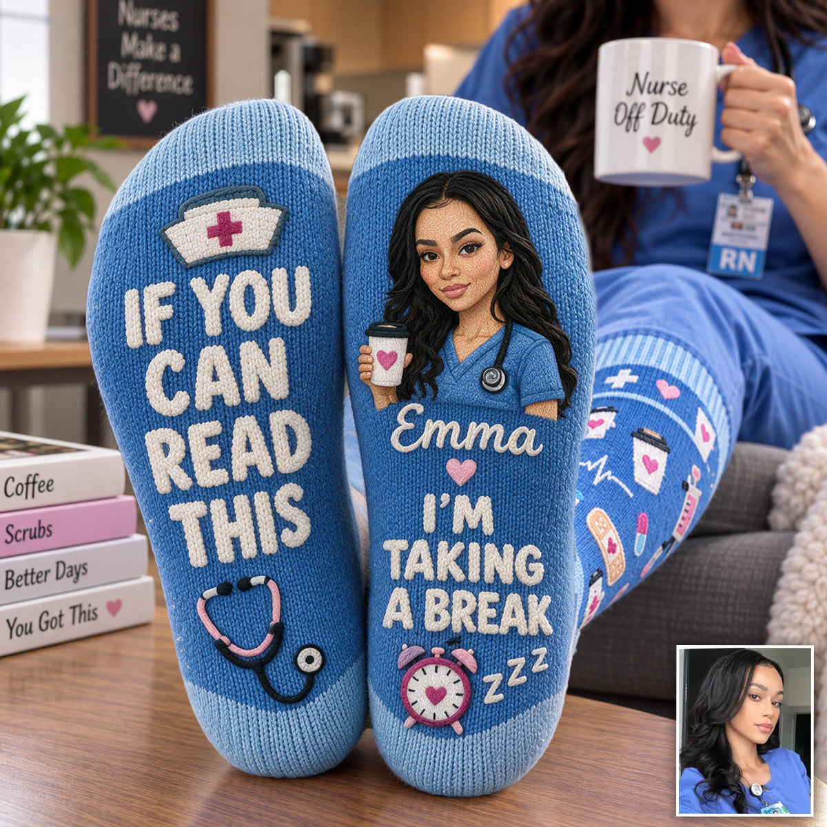 (Test) Lustiges Foto Krankenschwester Geschenk - Personalisierte Socken für Krankenschwestern