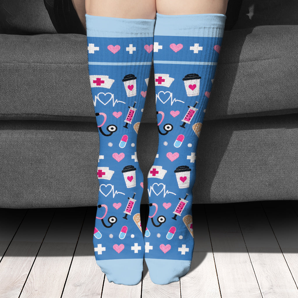 (Test) Lustiges Foto Krankenschwester Geschenk - Personalisierte Socken für Krankenschwestern