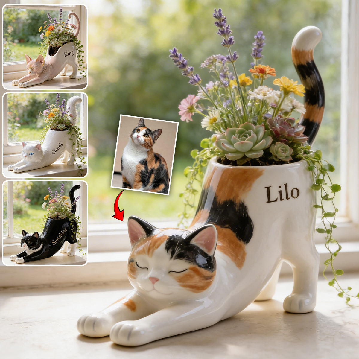 Any Pet Photo - Personalized Cat Acrylic Pot