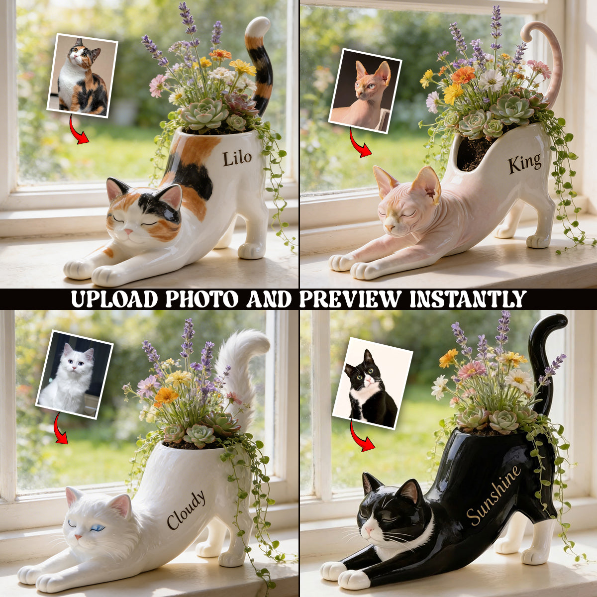Any Pet Photo - Personalized Cat Acrylic Pot