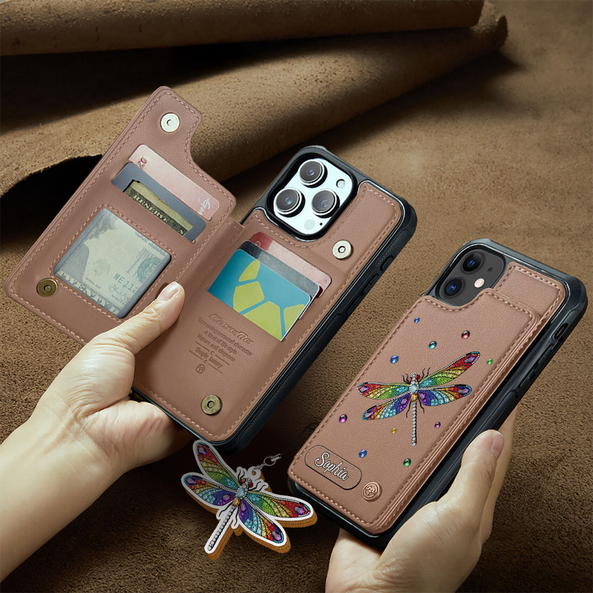 Beautiful Dragonfly - Personalized Dragonfly Wallet Phone Case