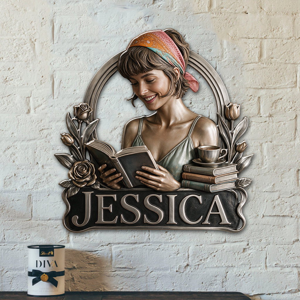 Liebe Bücher - Personalisierte 3D-gedruckte Metalltafel