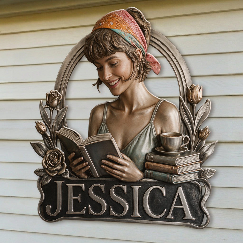 Liebe Bücher - Personalisierte 3D-gedruckte Metalltafel