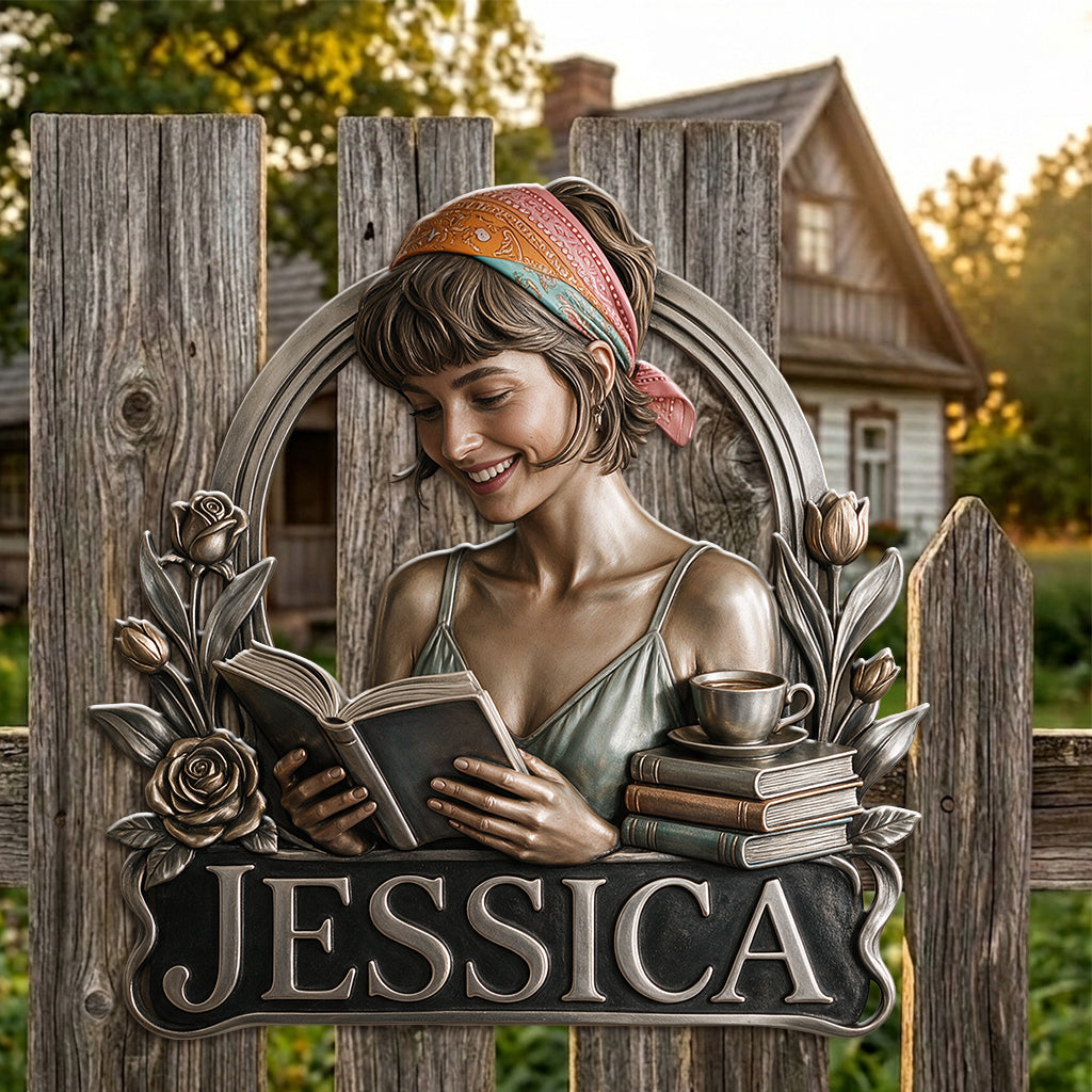 Liebe Bücher - Personalisierte 3D-gedruckte Metalltafel