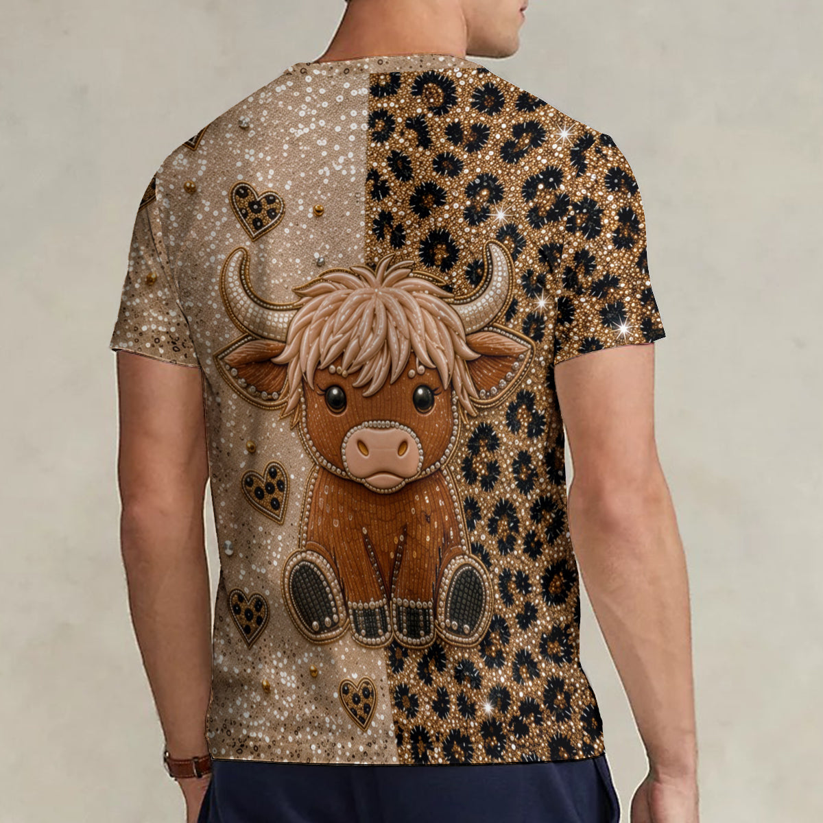 Love Highland Cow - Personalized Highland Cow Fully Printed V-Neck T-Shirt