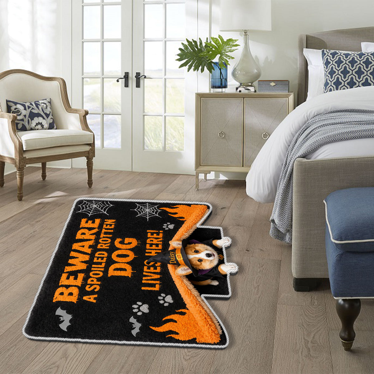 Beware Spoiled Rotten Dog - Personalized Dog Non-Slip Tufted Rug