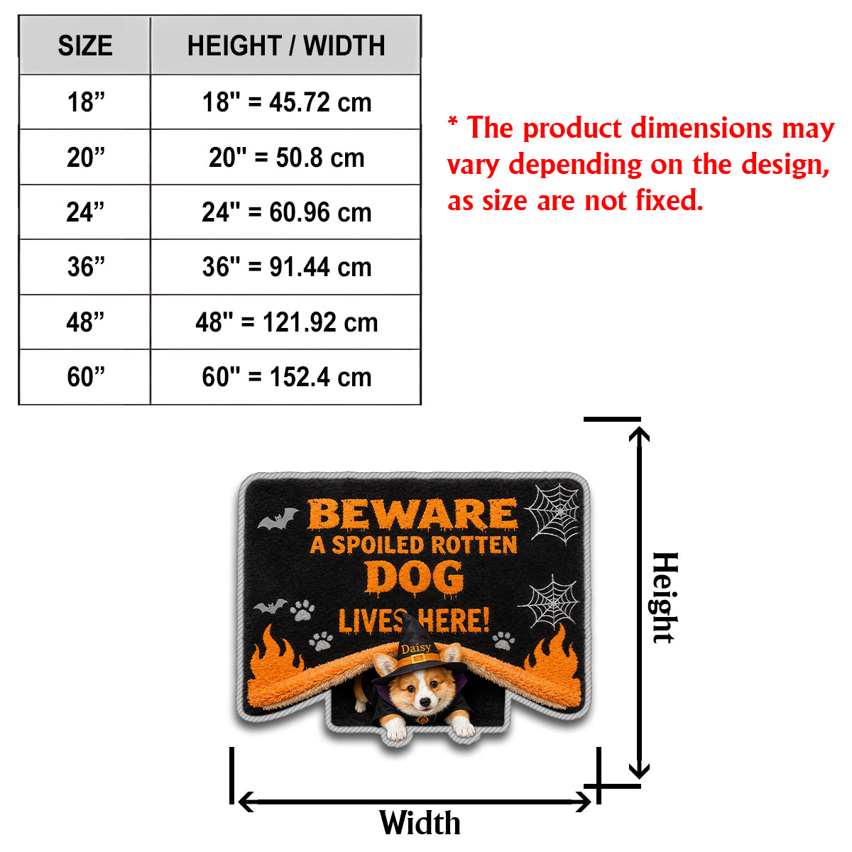 Beware Spoiled Rotten Dog - Personalized Dog Non-Slip Tufted Rug