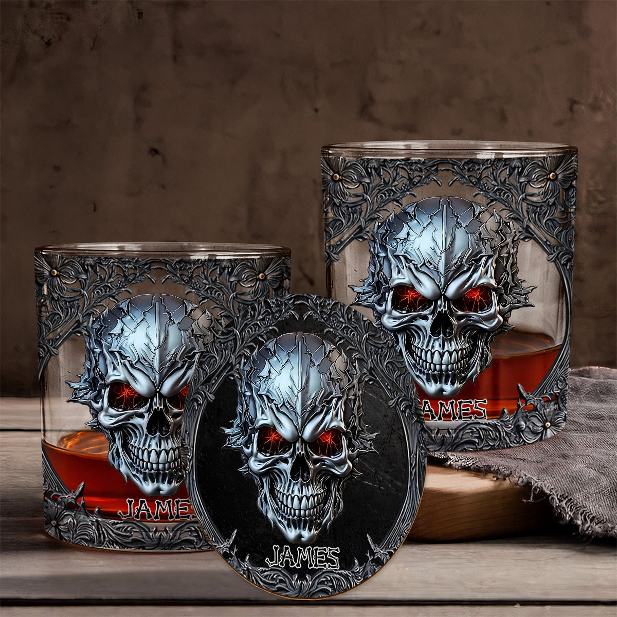 Cooler Totenkopf – personalisiertes Totenkopf-Whiskyglas