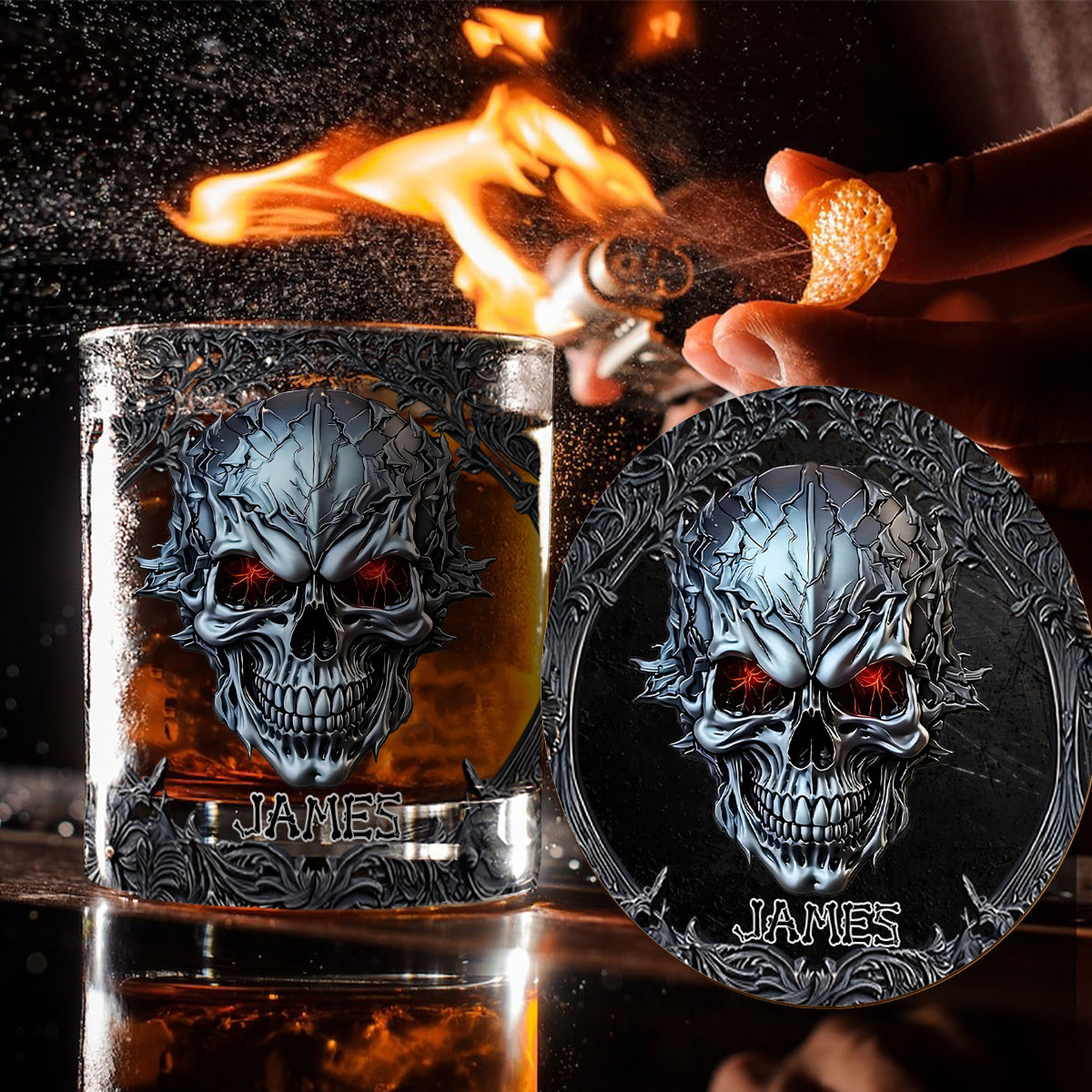 Cooler Totenkopf – personalisiertes Totenkopf-Whiskyglas