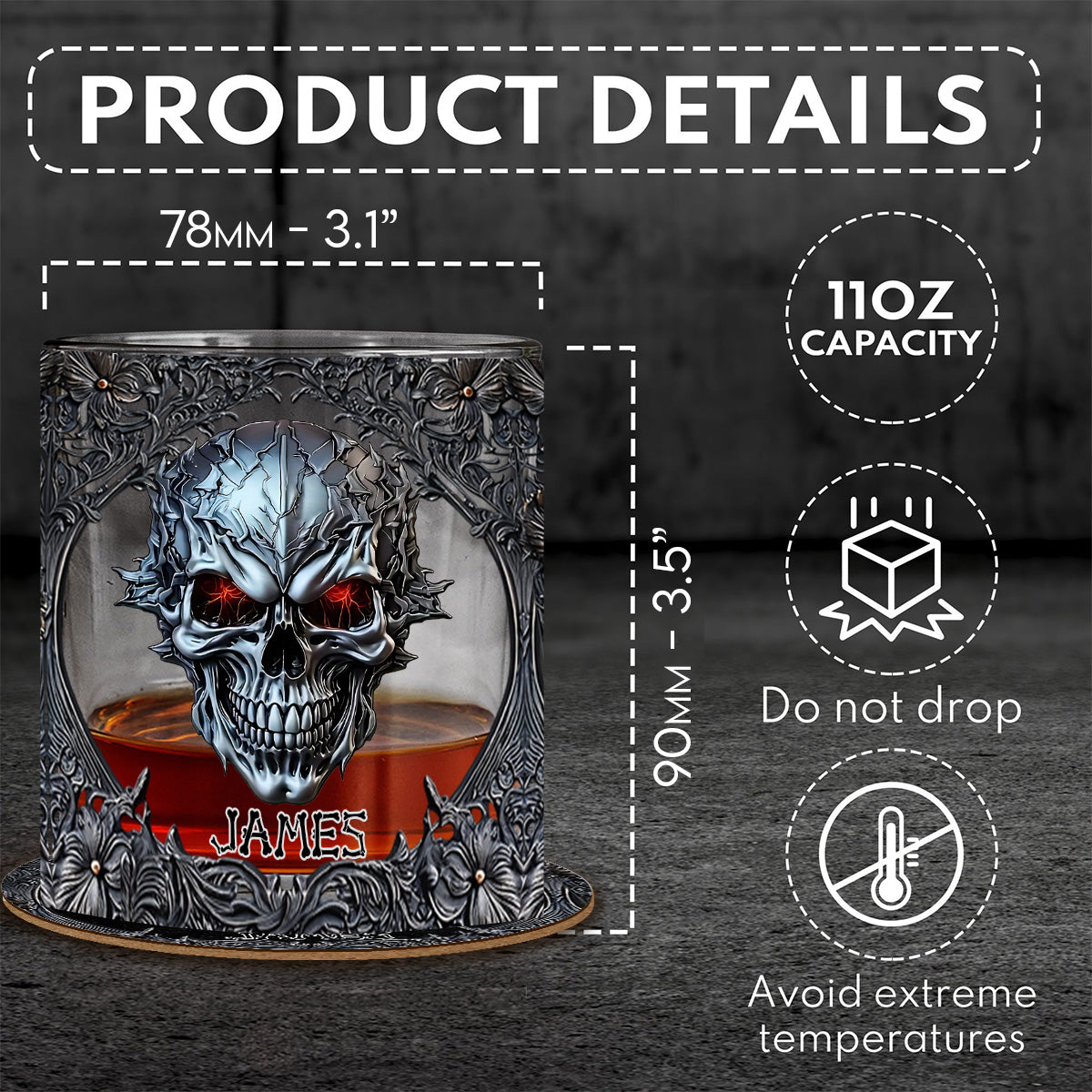 Cooler Totenkopf – personalisiertes Totenkopf-Whiskyglas