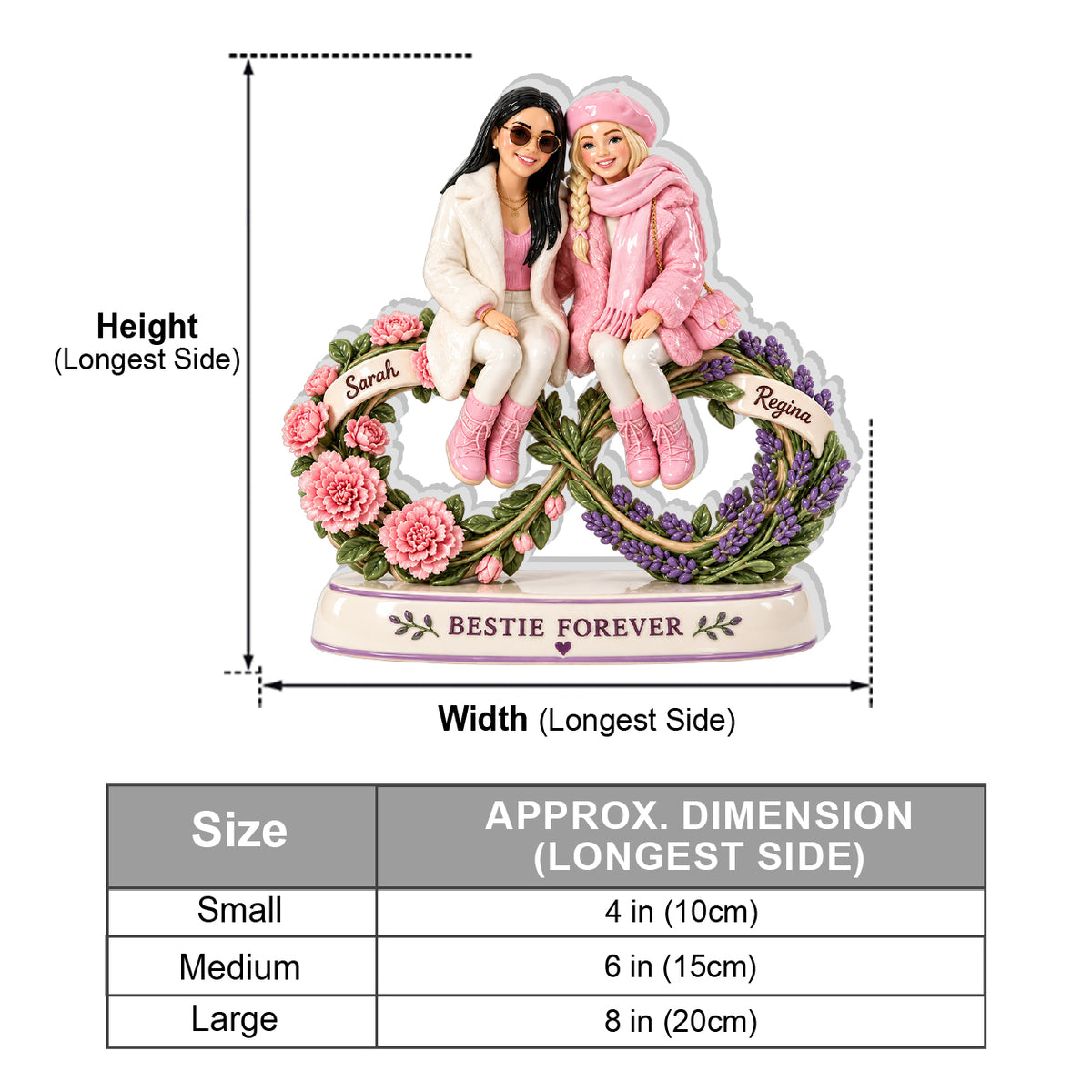 Bestie Forever Floral - Personalized Bestie 3D Plaque