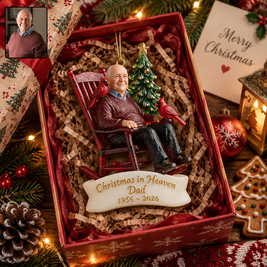 Christmas In Heaven - Personalized Memorial Custom Shape Glass Ornament