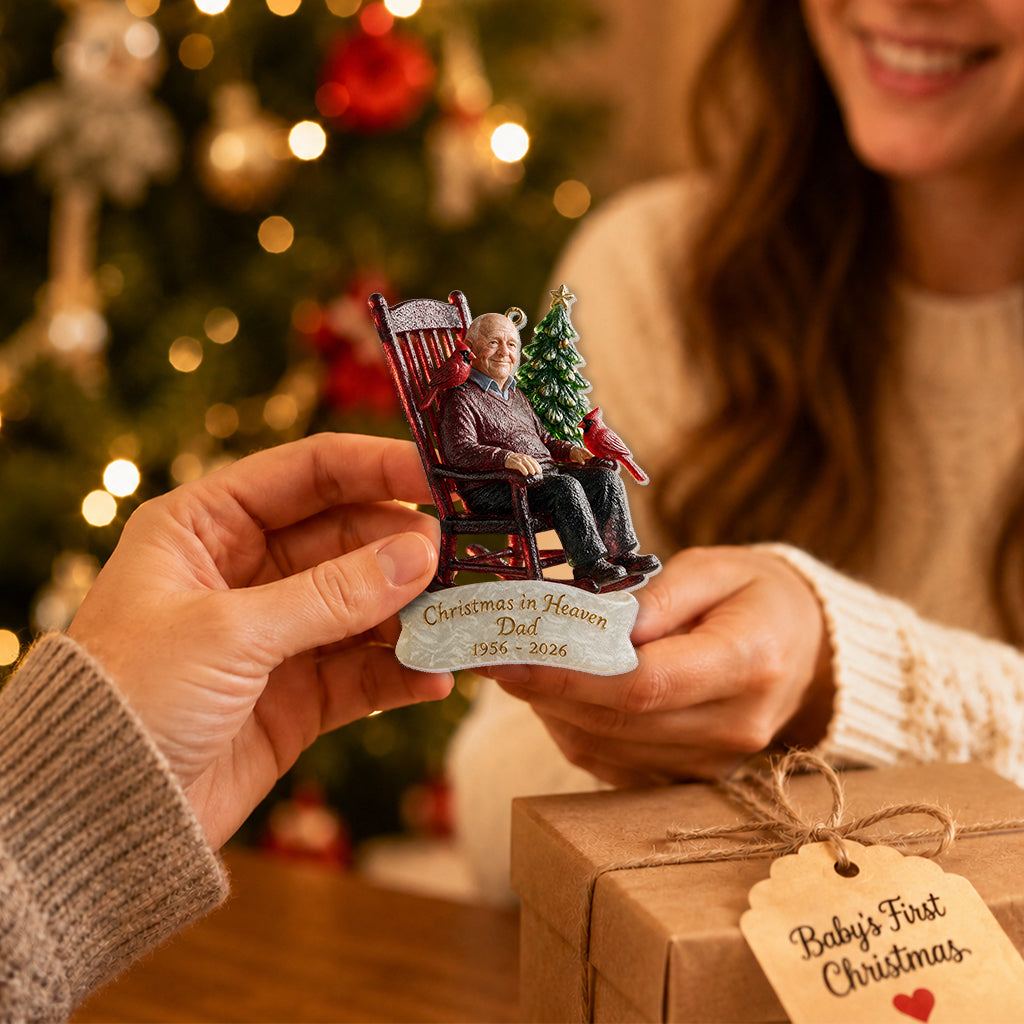 Christmas In Heaven - Personalized Memorial Custom Shape Glass Ornament