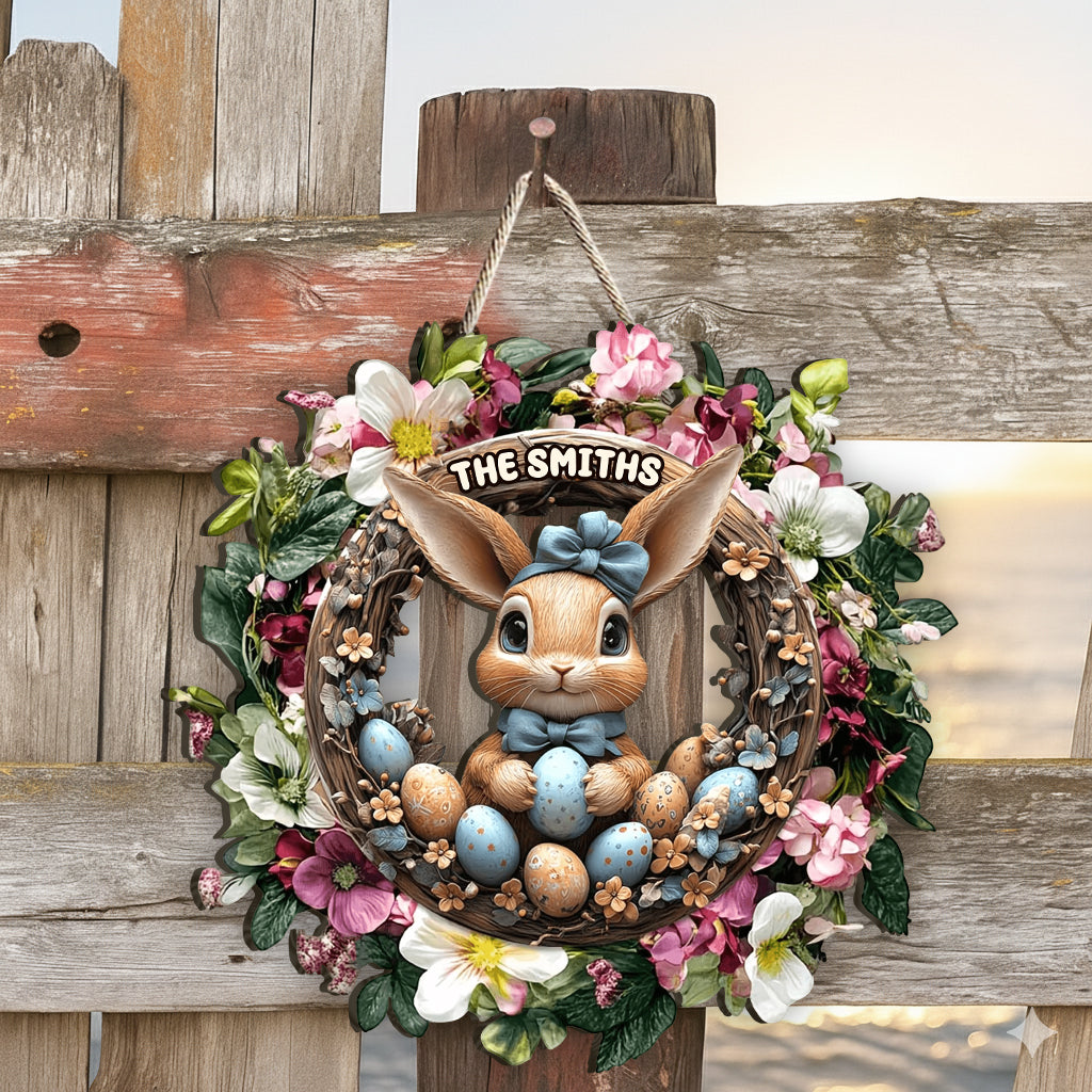 Happy Easter - Personalized Family Custom Shaped Wood Sign