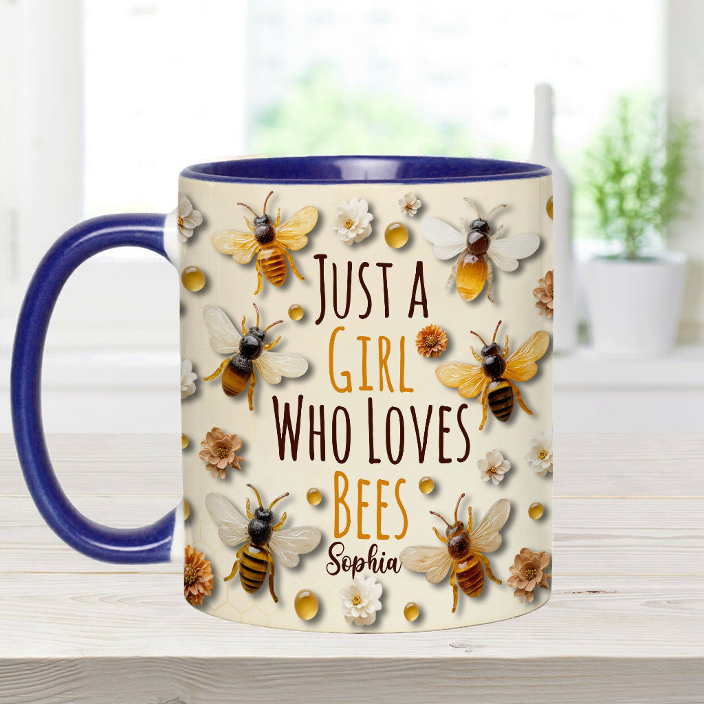 Einfach ein Mädchen, das Bienen liebt – personalisierte Tasse mit Bienenmotiv