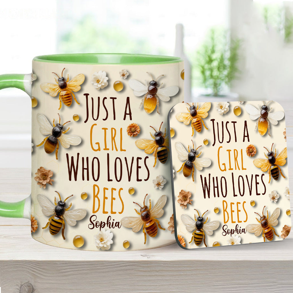 Einfach ein Mädchen, das Bienen liebt – personalisierte Tasse mit Bienenmotiv