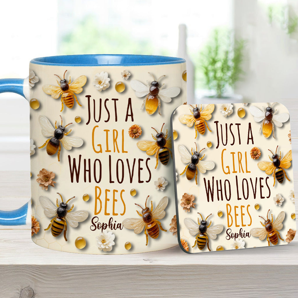 Einfach ein Mädchen, das Bienen liebt – personalisierte Tasse mit Bienenmotiv
