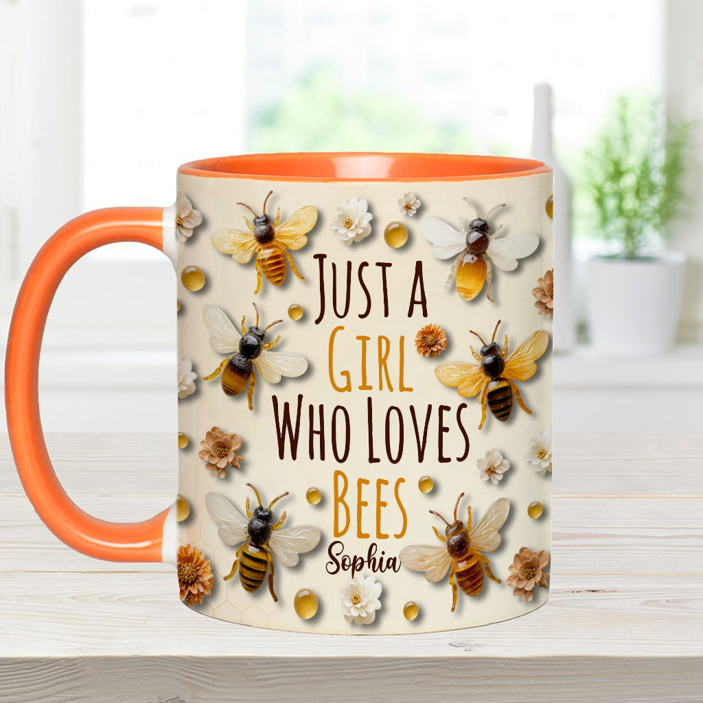 Einfach ein Mädchen, das Bienen liebt – personalisierte Tasse mit Bienenmotiv