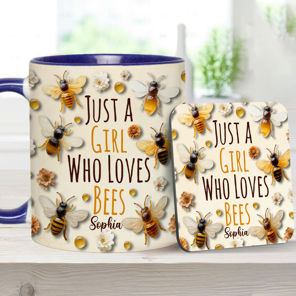 Einfach ein Mädchen, das Bienen liebt – personalisierte Tasse mit Bienenmotiv