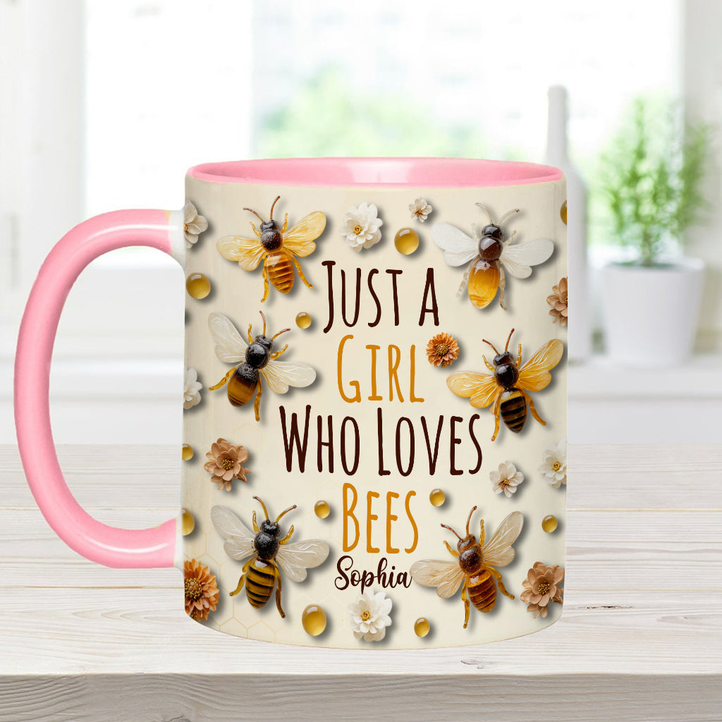 Einfach ein Mädchen, das Bienen liebt – personalisierte Tasse mit Bienenmotiv