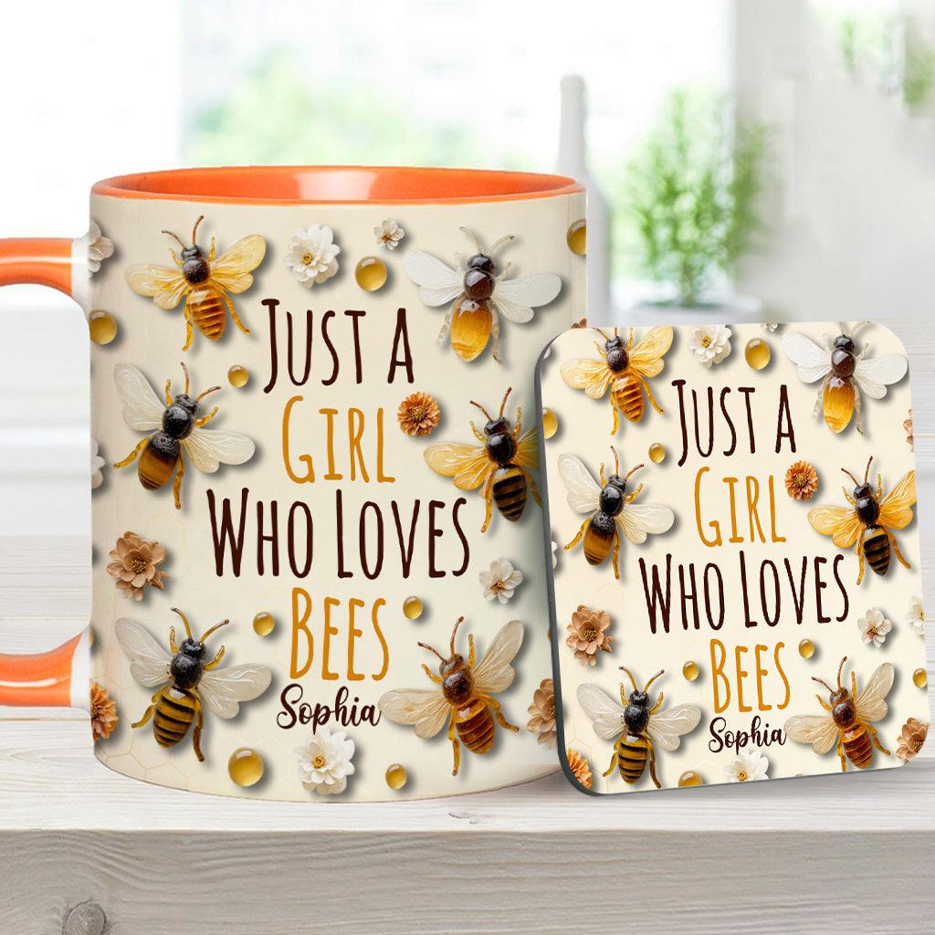 Einfach ein Mädchen, das Bienen liebt – personalisierte Tasse mit Bienenmotiv