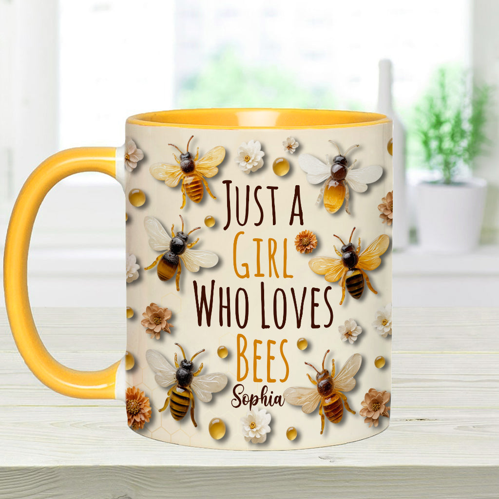 Einfach ein Mädchen, das Bienen liebt – personalisierte Tasse mit Bienenmotiv