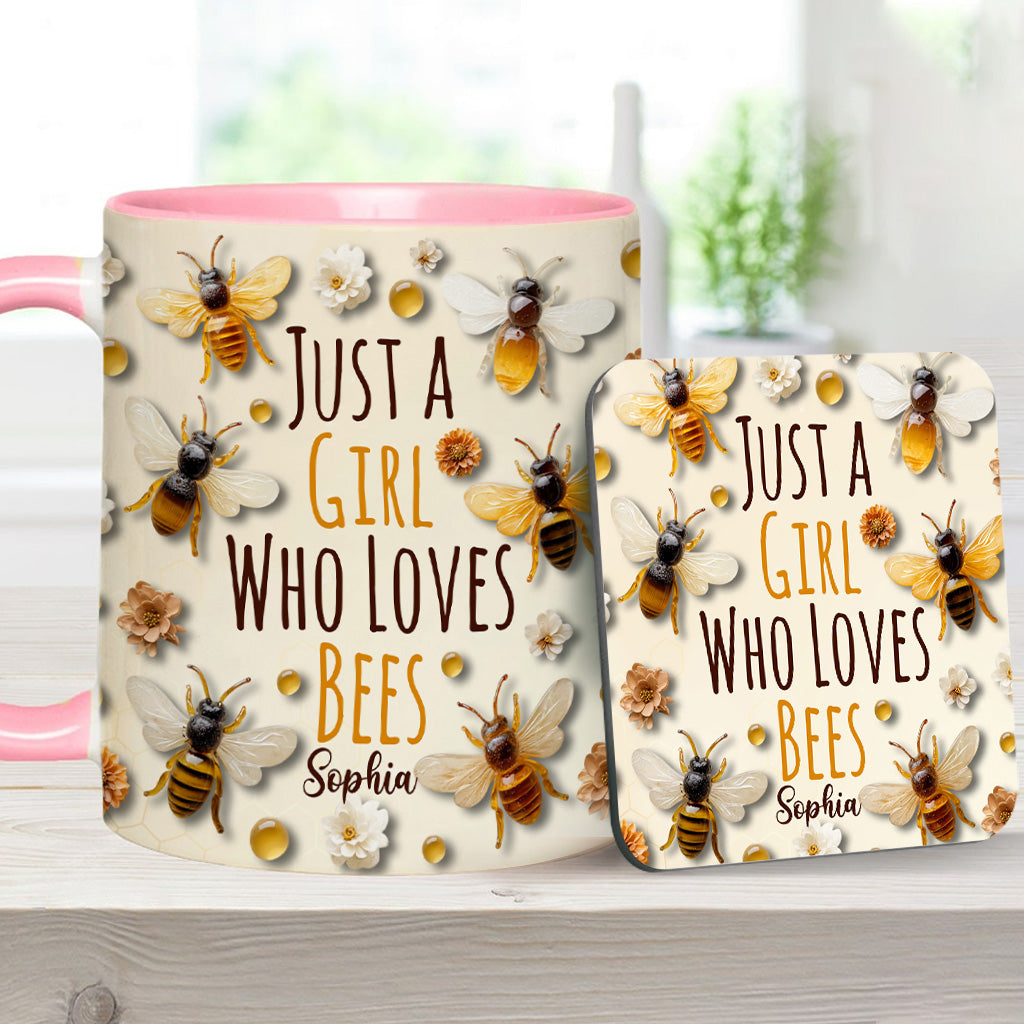 Einfach ein Mädchen, das Bienen liebt – personalisierte Tasse mit Bienenmotiv