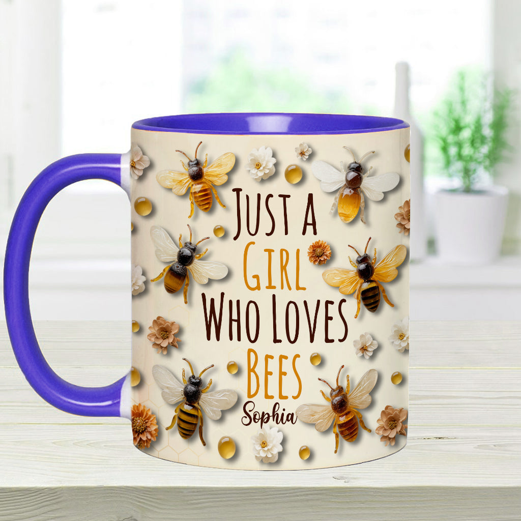 Einfach ein Mädchen, das Bienen liebt – personalisierte Tasse mit Bienenmotiv