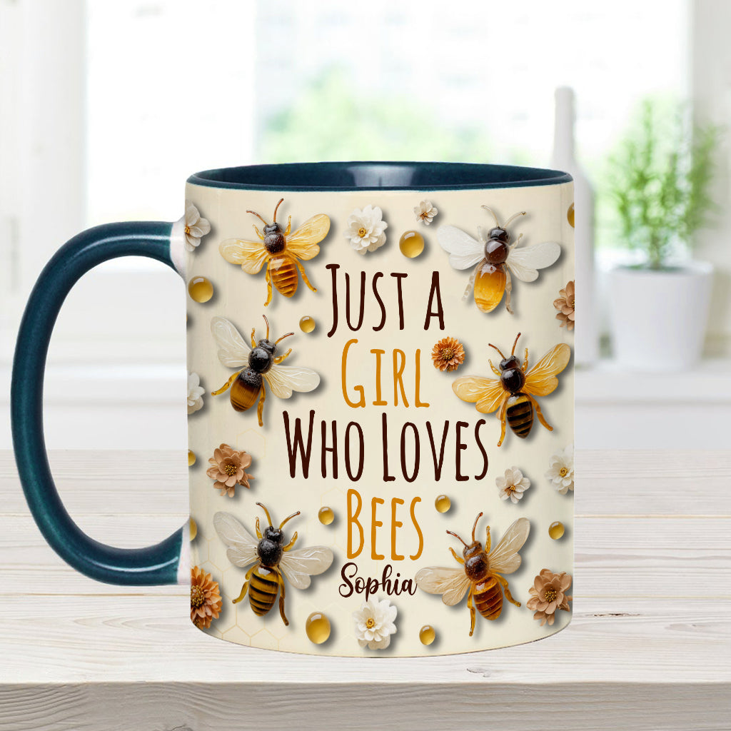 Einfach ein Mädchen, das Bienen liebt – personalisierte Tasse mit Bienenmotiv