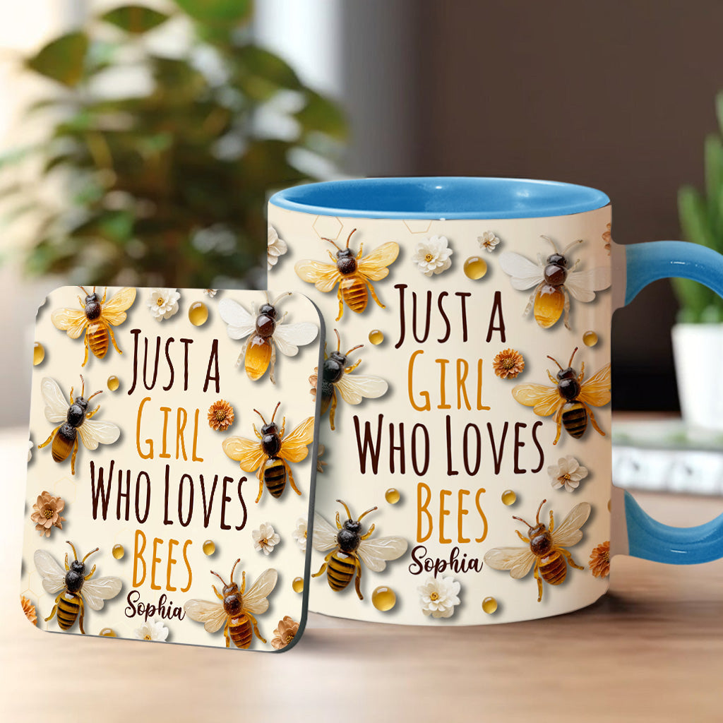 Einfach ein Mädchen, das Bienen liebt – personalisierte Tasse mit Bienenmotiv