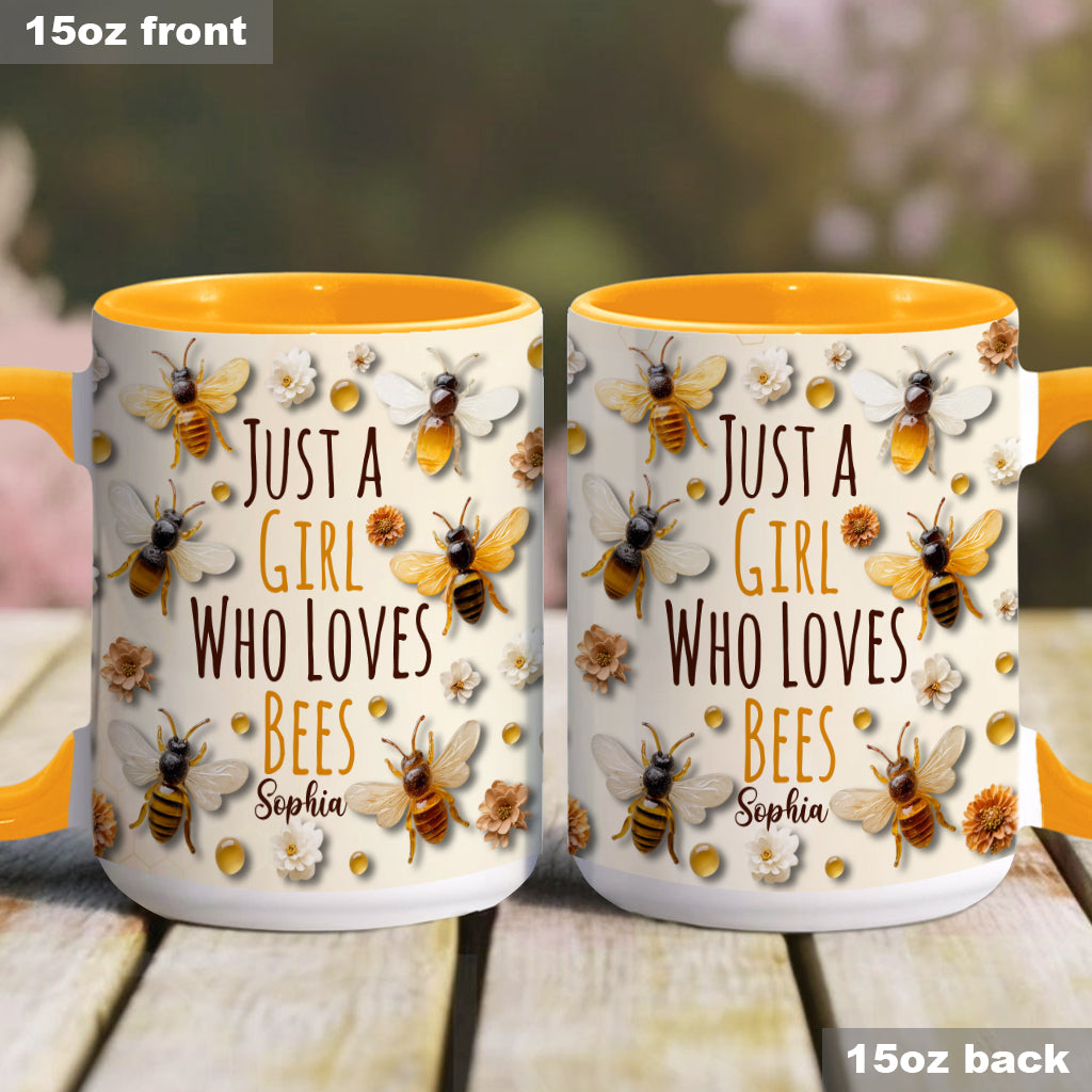Einfach ein Mädchen, das Bienen liebt – personalisierte Tasse mit Bienenmotiv