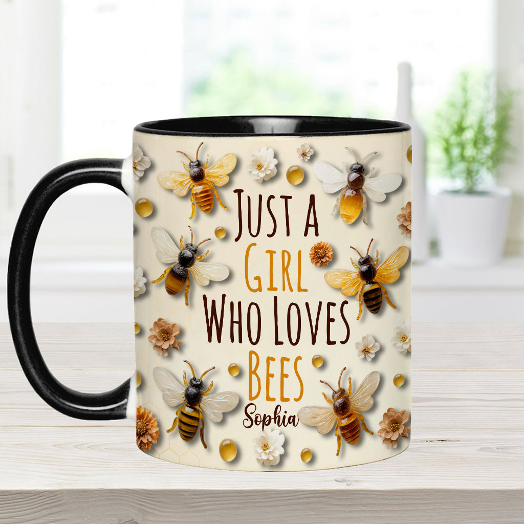 Einfach ein Mädchen, das Bienen liebt – personalisierte Tasse mit Bienenmotiv